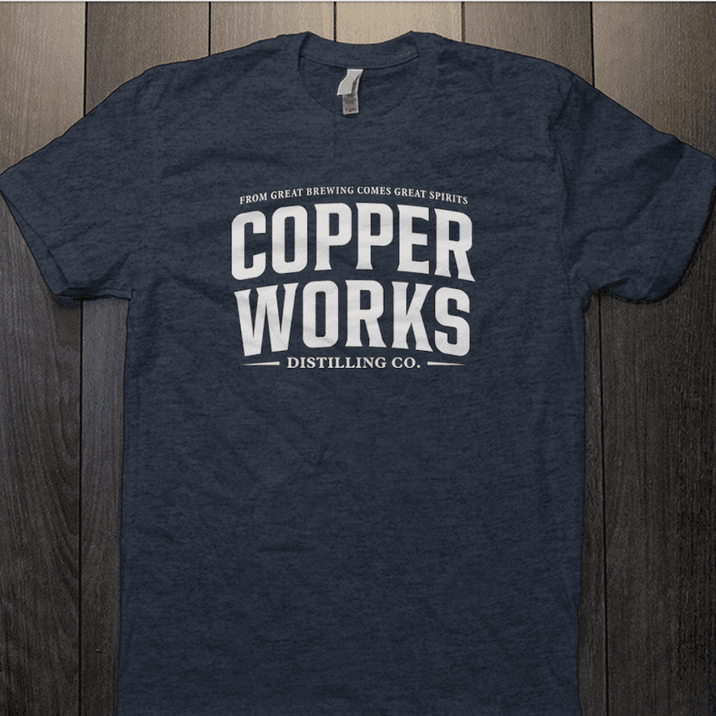 Copperworks Logo T-Shirt in heathered navy.